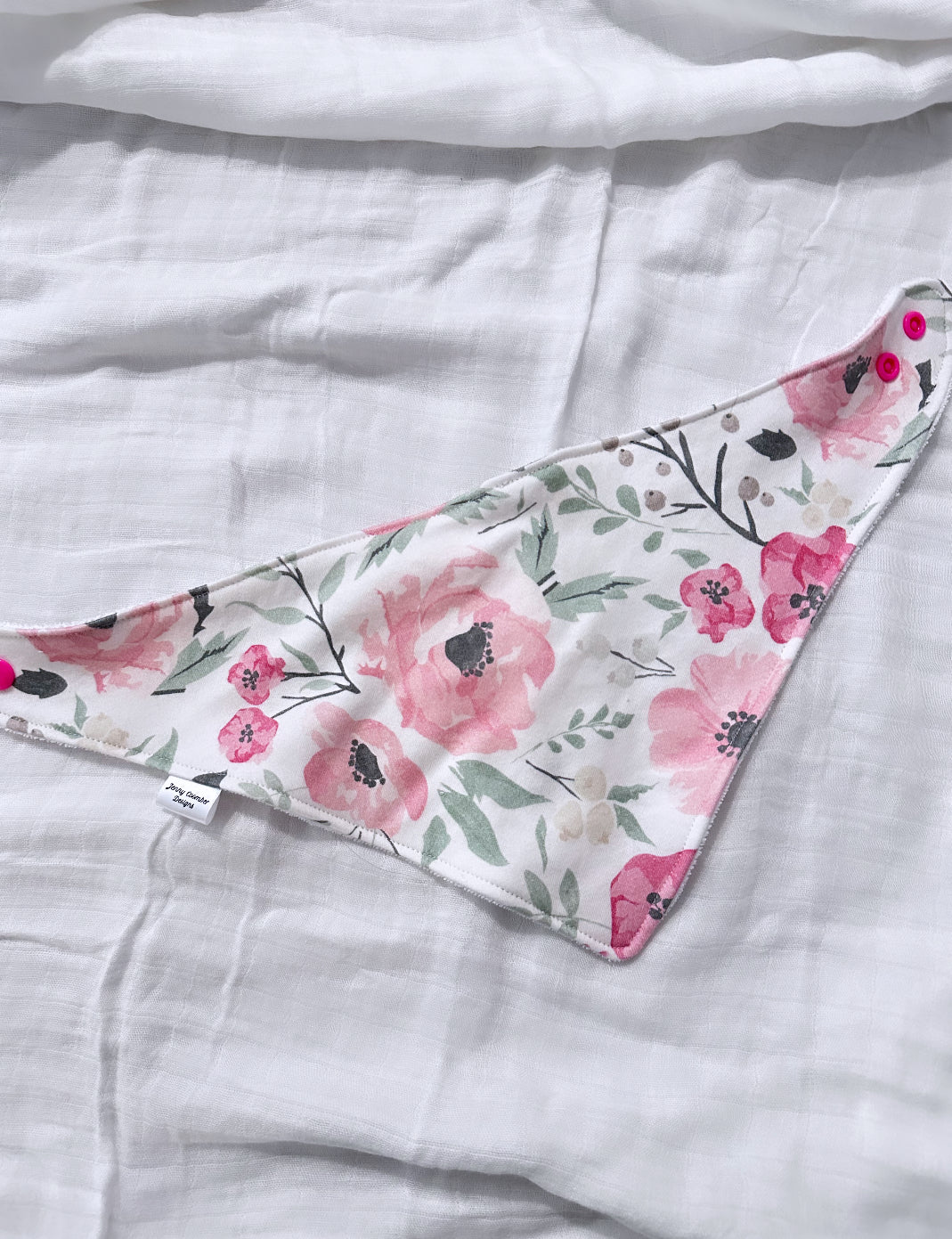 Watercolour Pink floral bandana bib