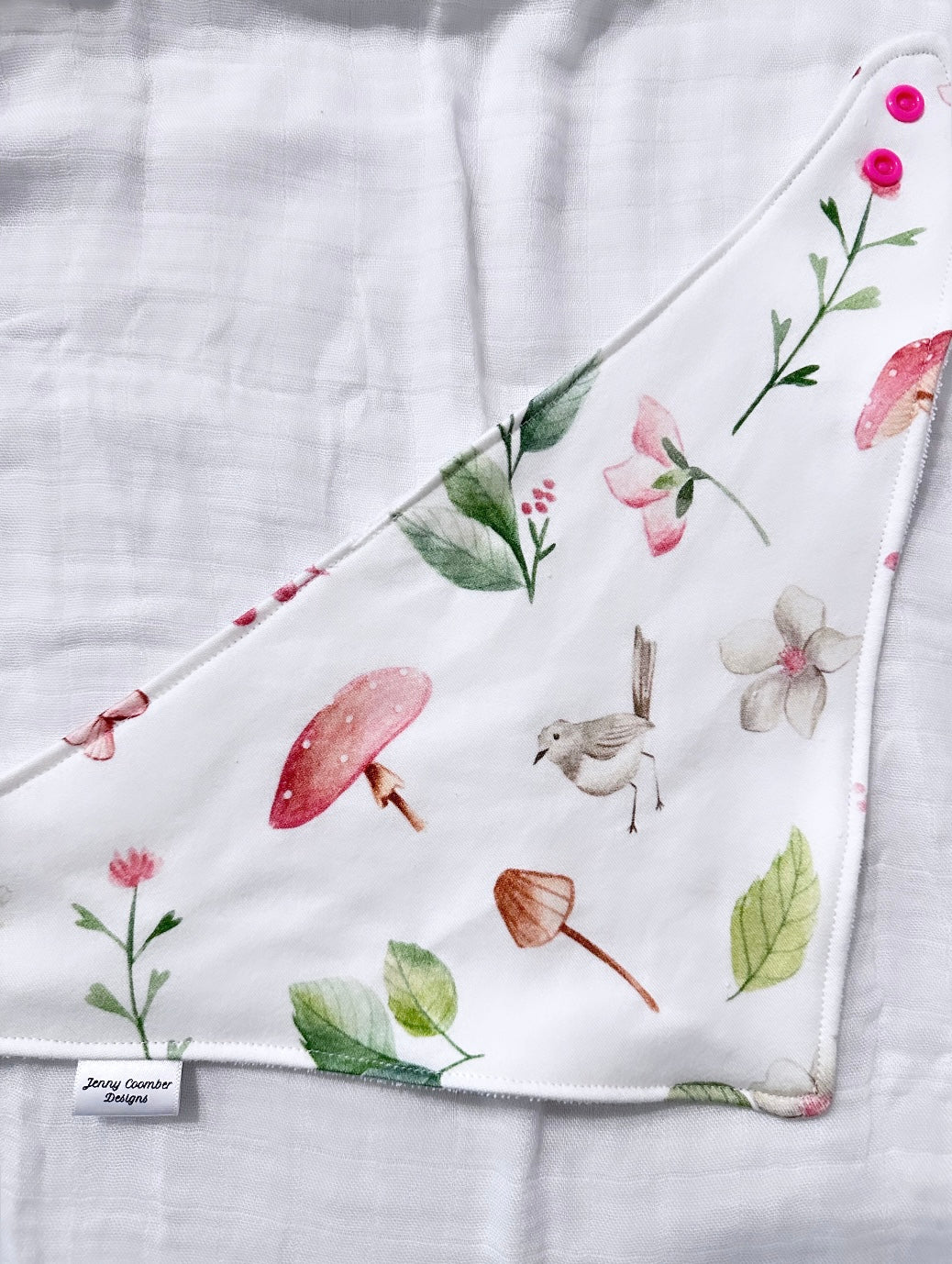Wild mushroom bandana bib