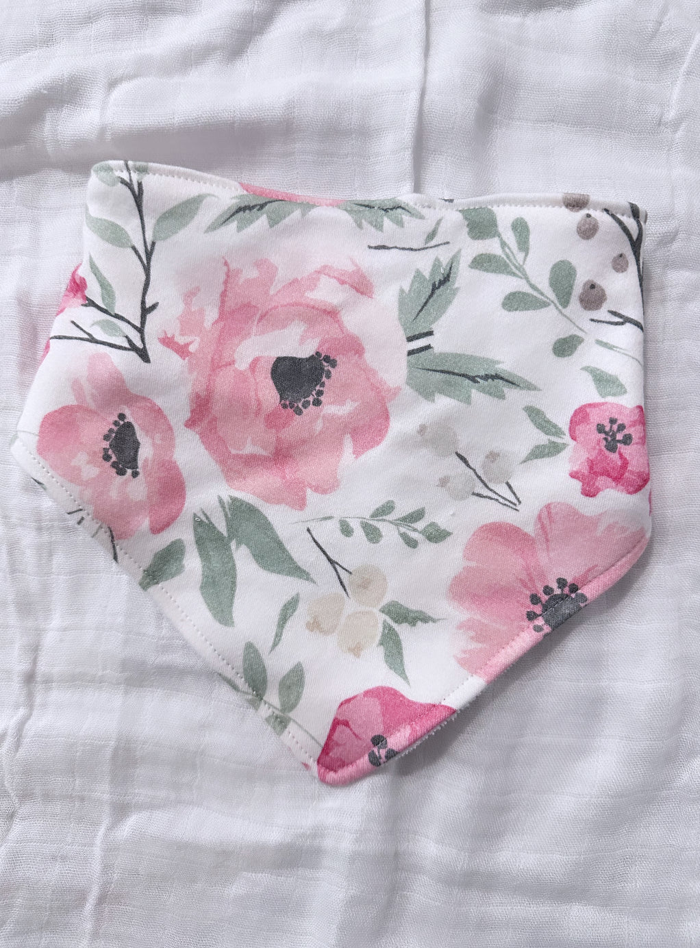 Watercolour Pink floral bandana bib