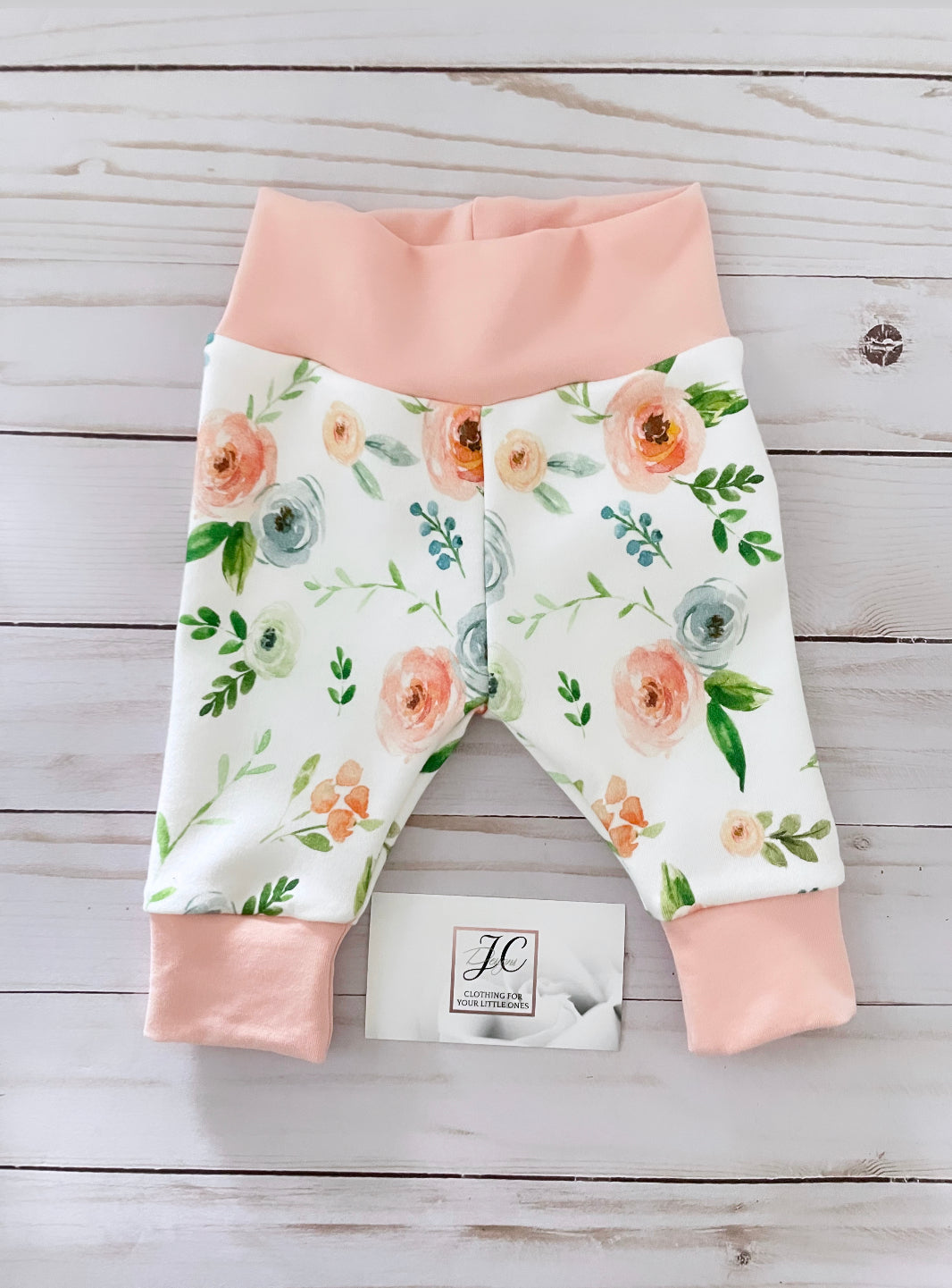 Peach floral baby outfit