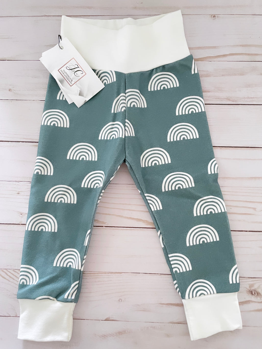 White rainbow leggings