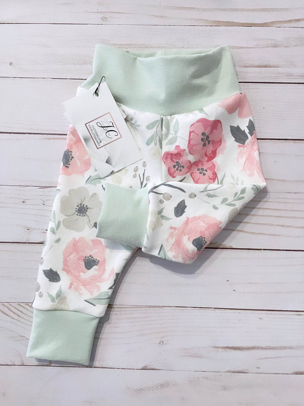 Pink floral leggings