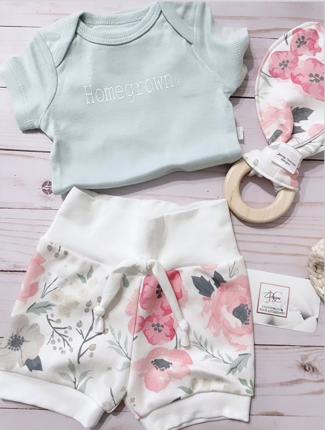 Watercolour pink floral shorts