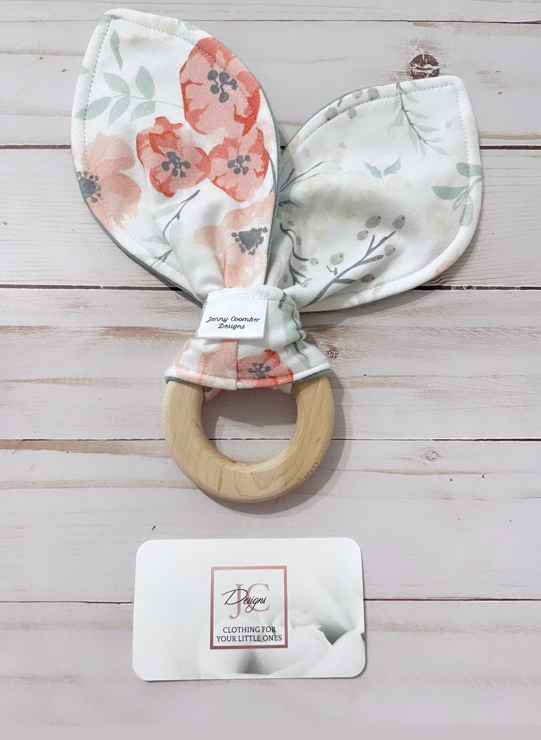 Watercolour Peach floral Teether