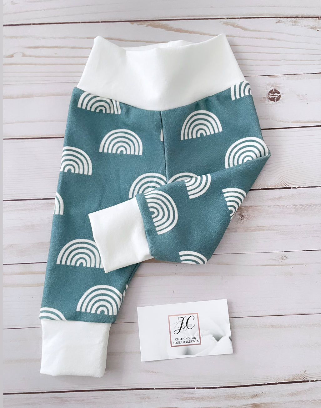 Blue with white rainbows outfit
