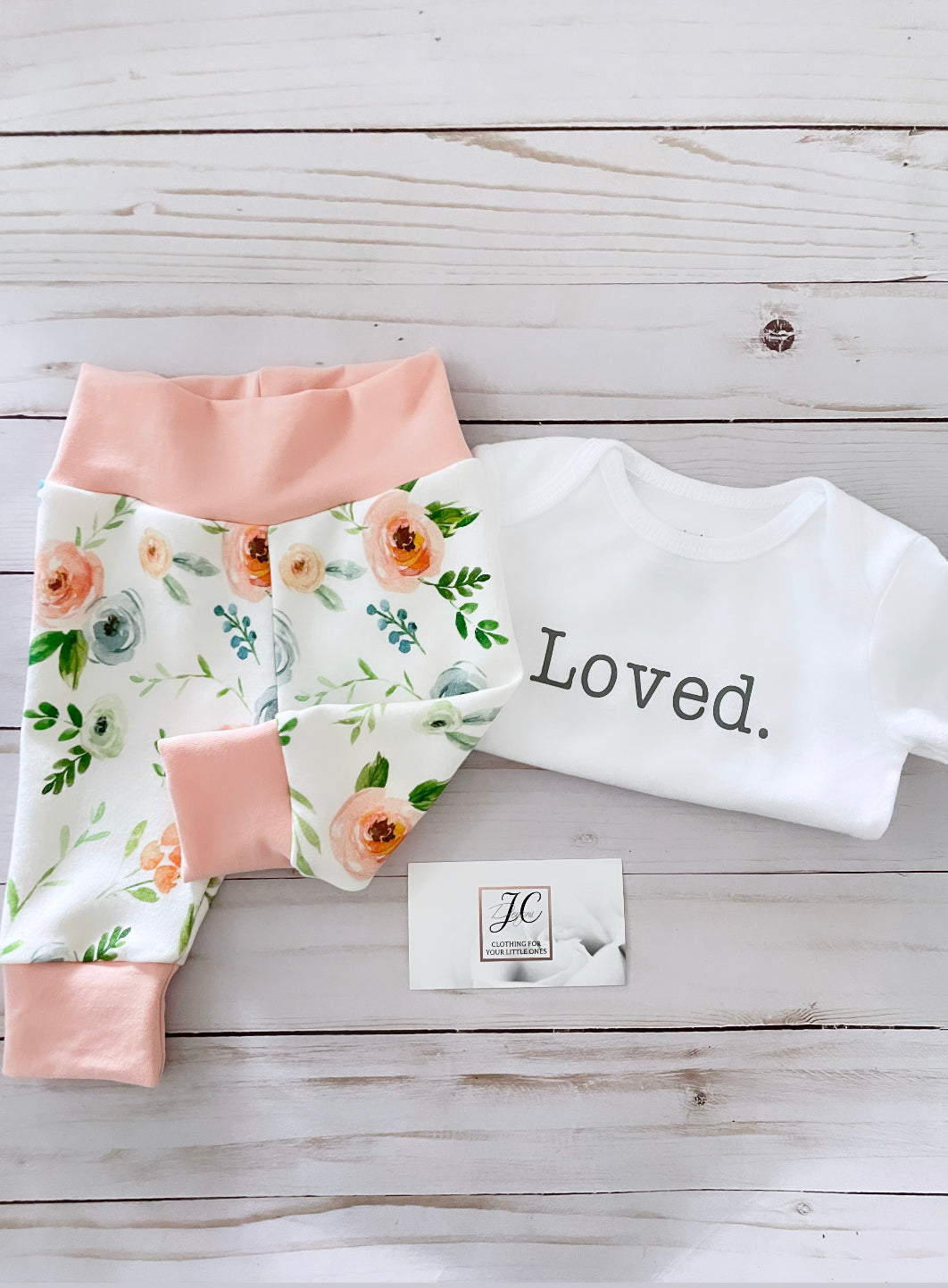 Peach floral baby outfit