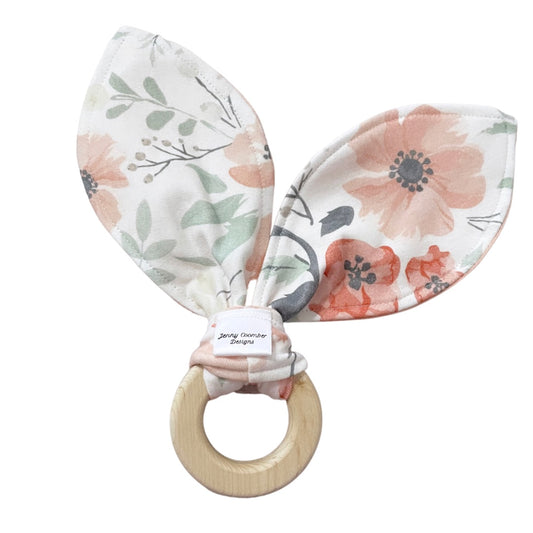 Watercolour Peach floral Teether