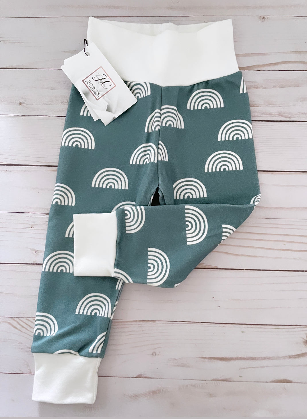 White rainbow leggings