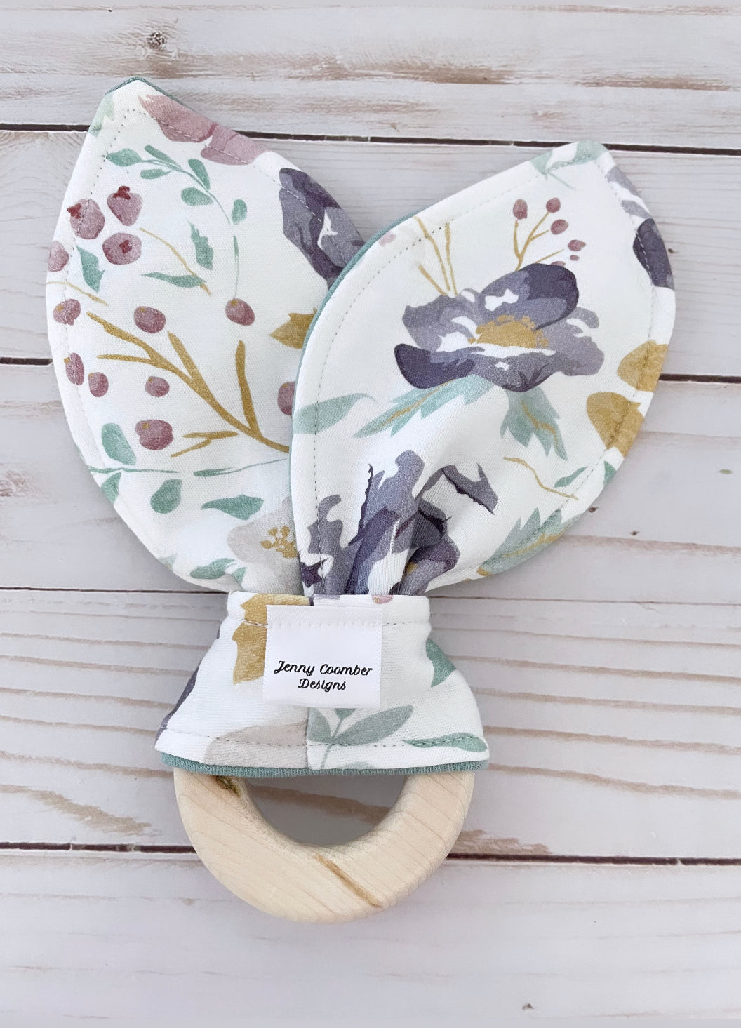 Watercolour purple floral Teether