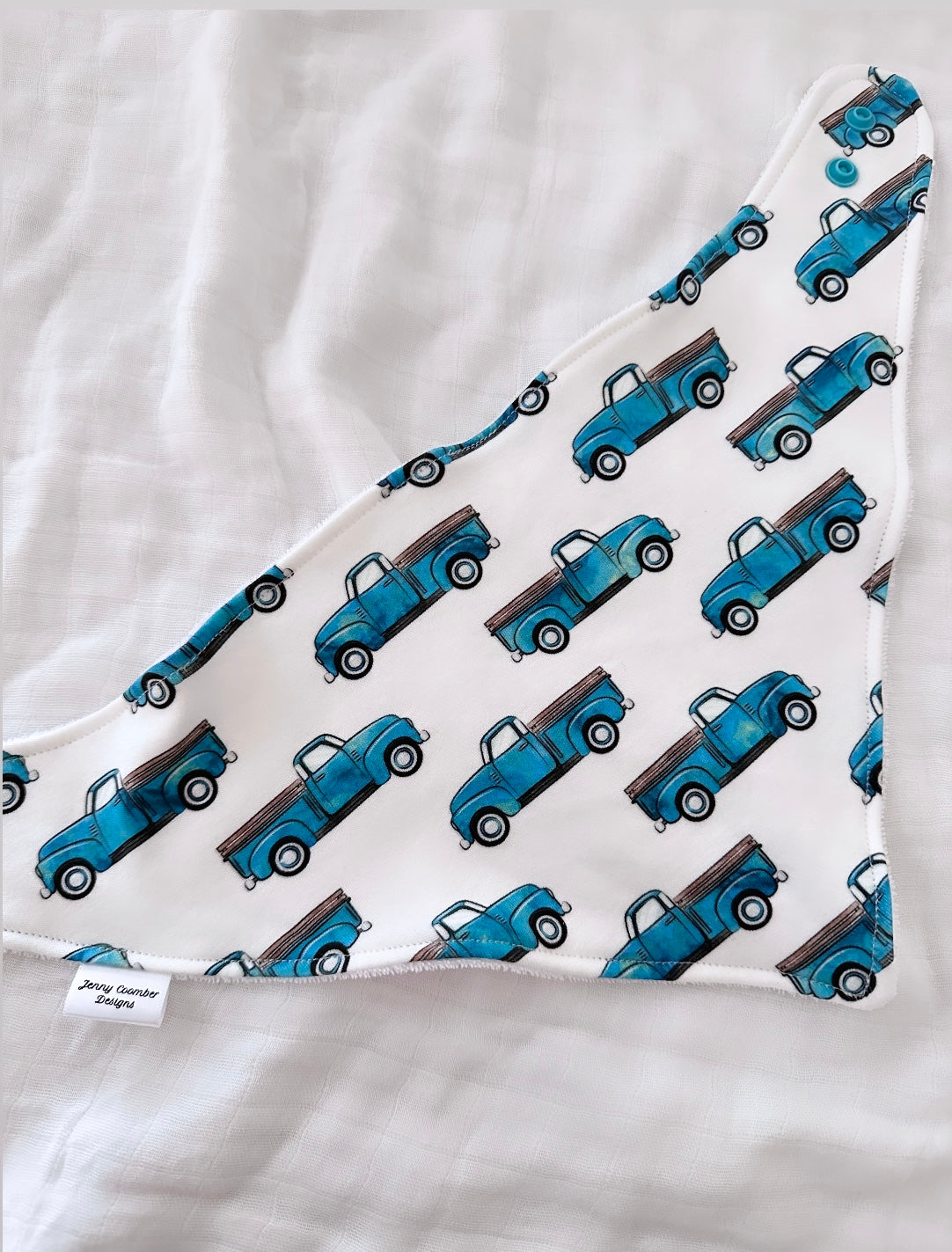 Blue Truck bandana bib