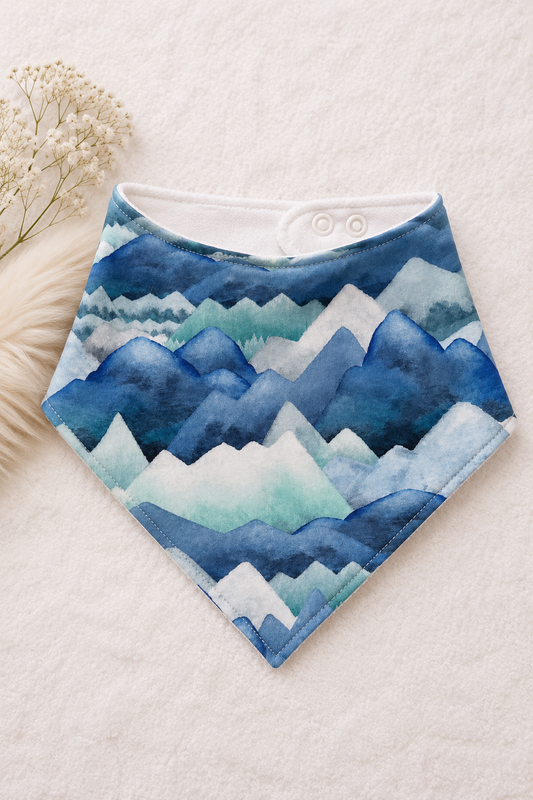 Watercolour mountains bandana bib