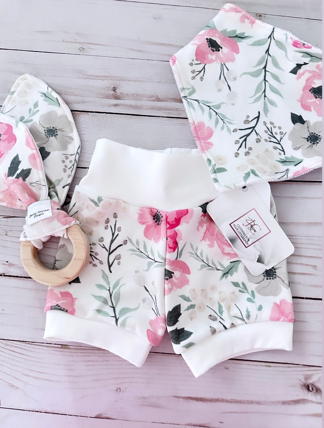 Watercolour pink floral shorts