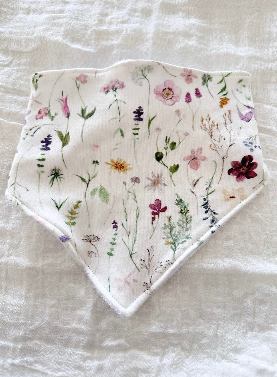 Purple wildflower bandana bib