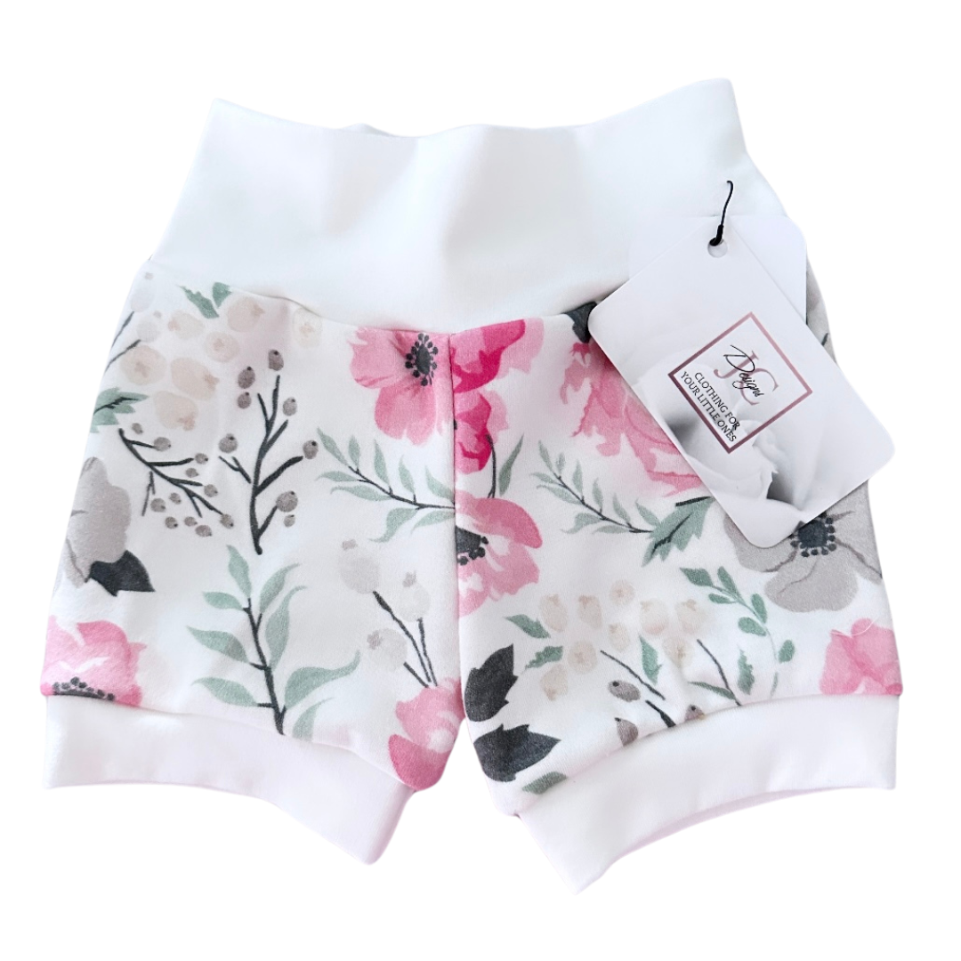 Watercolour pink floral shorts