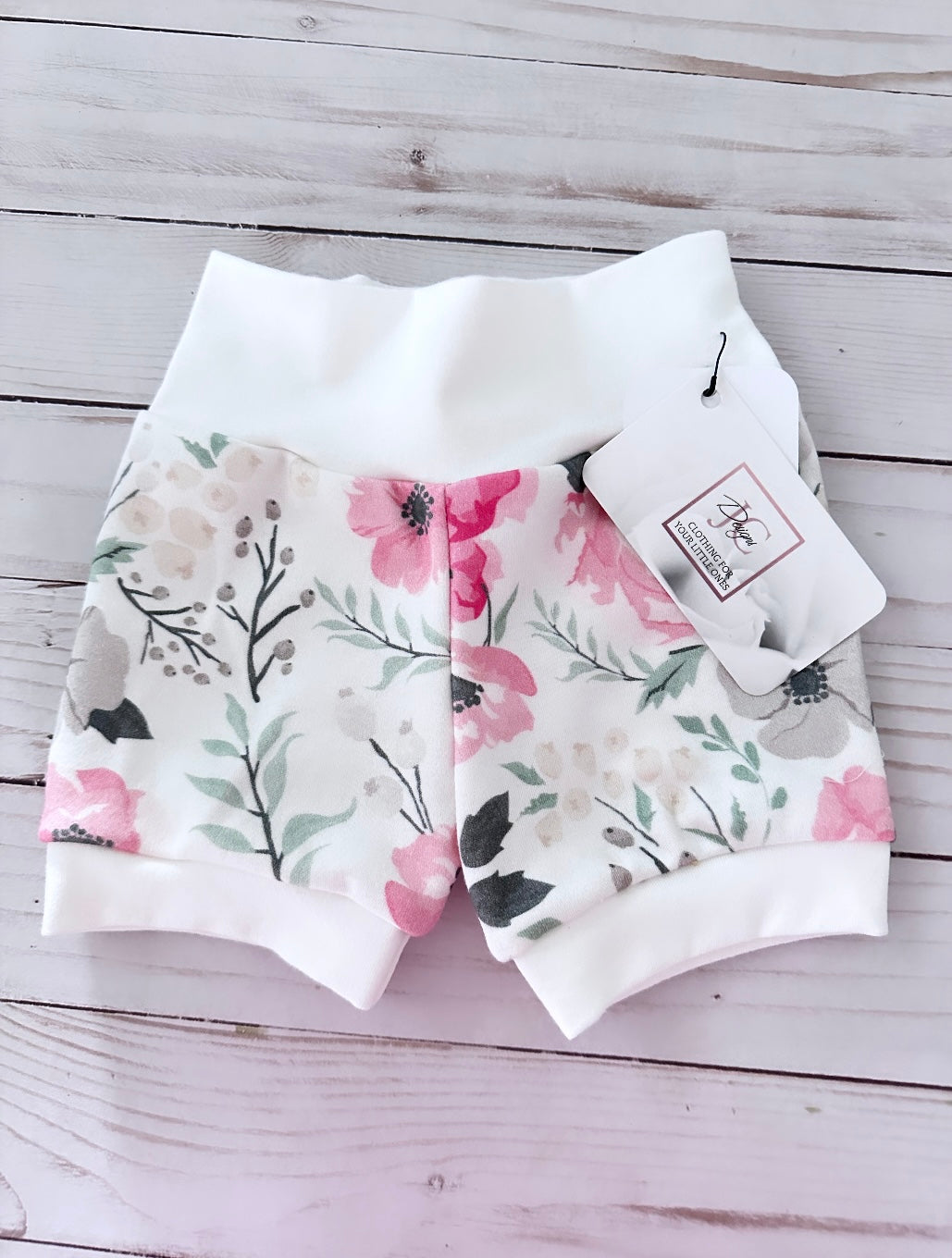 Watercolour pink floral shorts