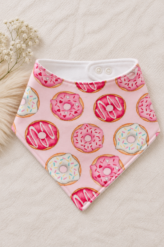 Pink donut bandana bib