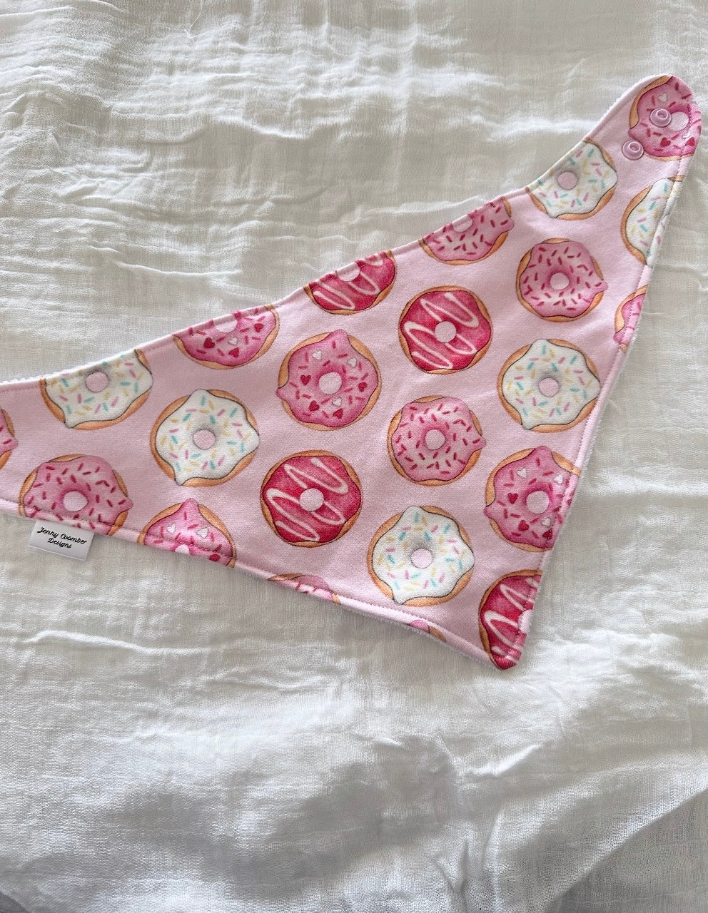 Pink donut bandana bib