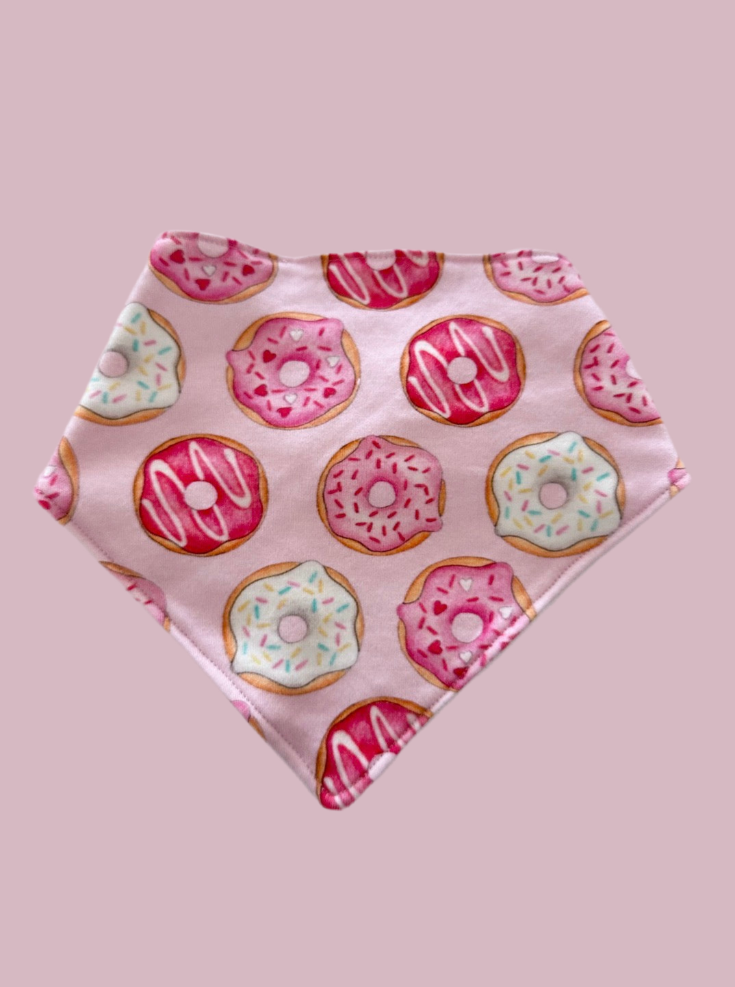 Pink donut bandana bib