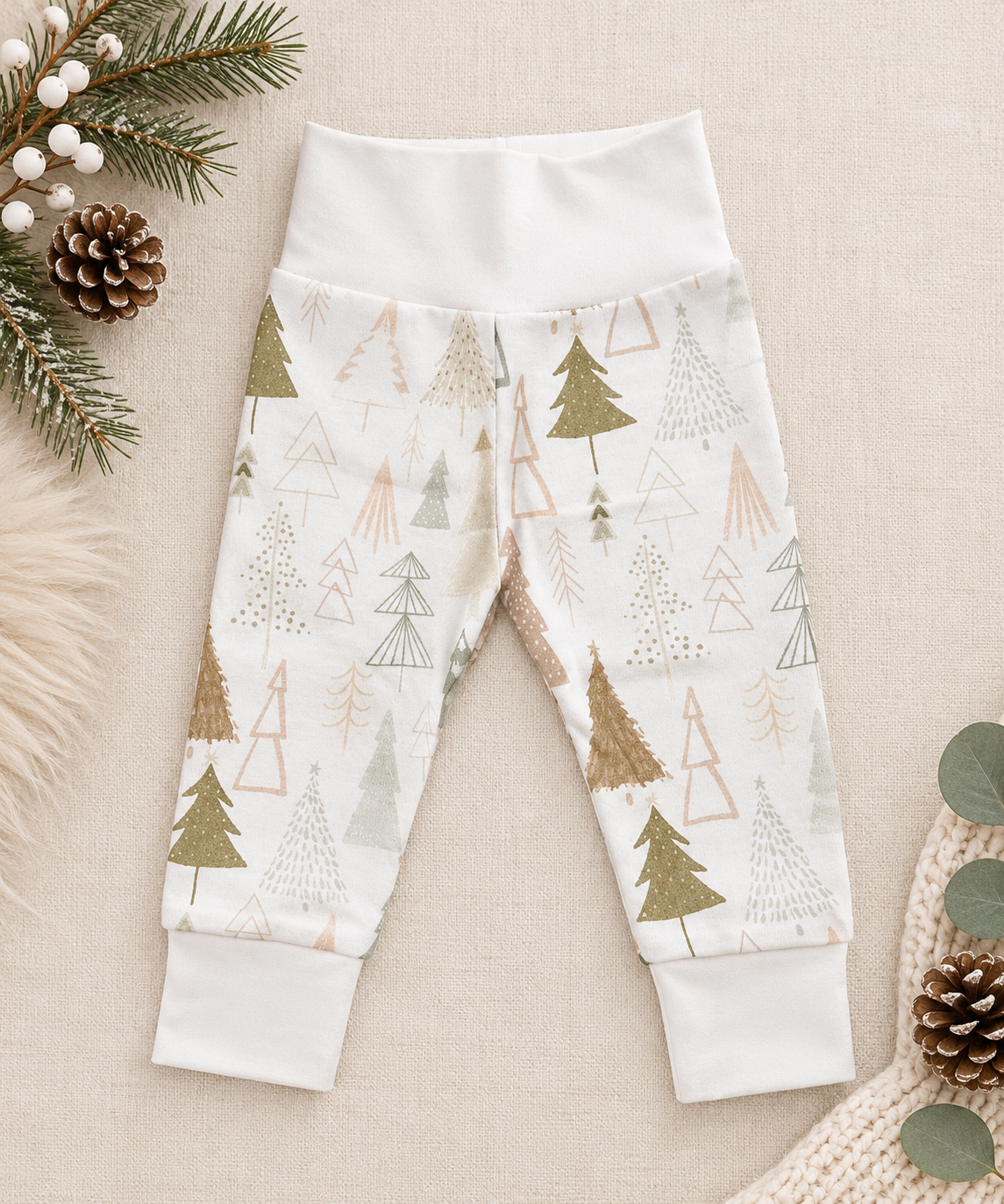 Leggings à motif d'arbres à feuilles persistantes