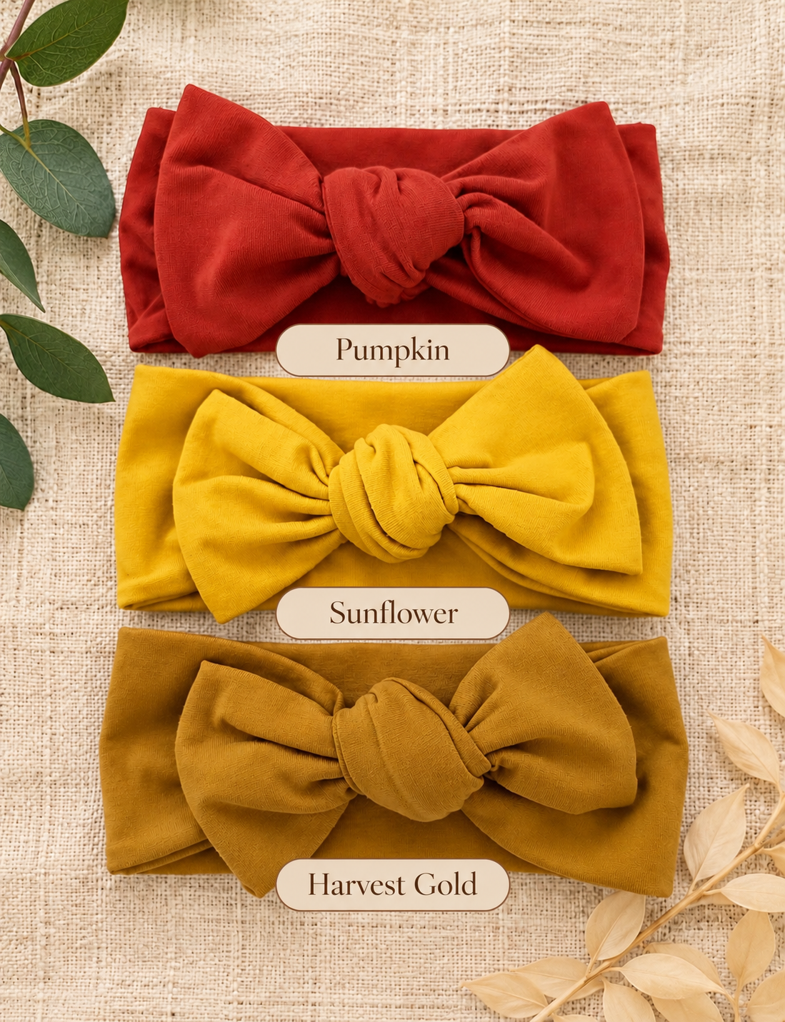 Lazos para la cabeza de color amarillo y naranja